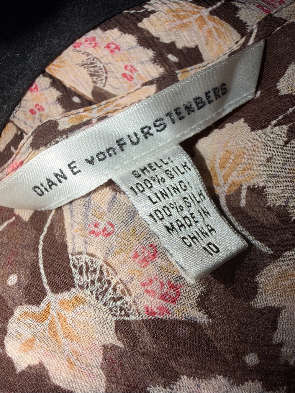 DVF Diane Von Furstenberg 100% Silk Fan Pattern V-Neck Floral Midi Dress Sz 10 - Picture 13 of 13